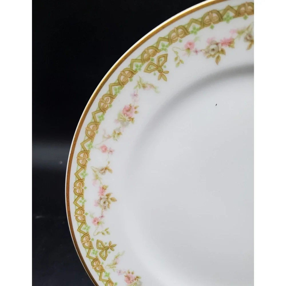 Vintage Haviland Limoges Trianon Lunch Salad Plates Set 3 Pink Rose 7.5